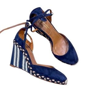 Aquazzura Navy Blue Wedges